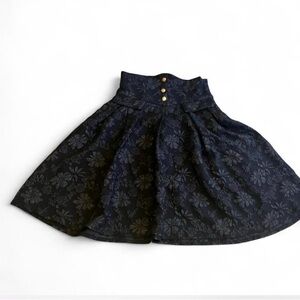 Elegant Black Hi-waisted Floral Skirt Bridgerton GothGlam